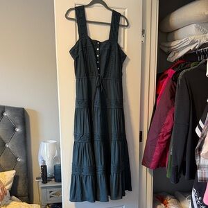 Lovestitch Black Maxi Dress with Button Detail